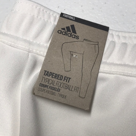🆕 ADIDAS Mens White / Gold Striped Tapered Pants - Picture 4 of 5